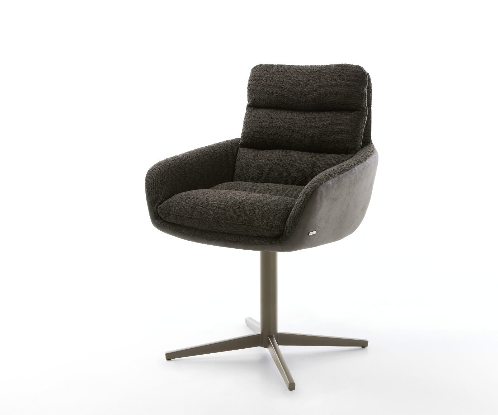 Chaise-pivotante Abelia-Flex avec accoudoirs tissu mixte noir pied de chaise 4 branches aspect titane pivotement sur 360°