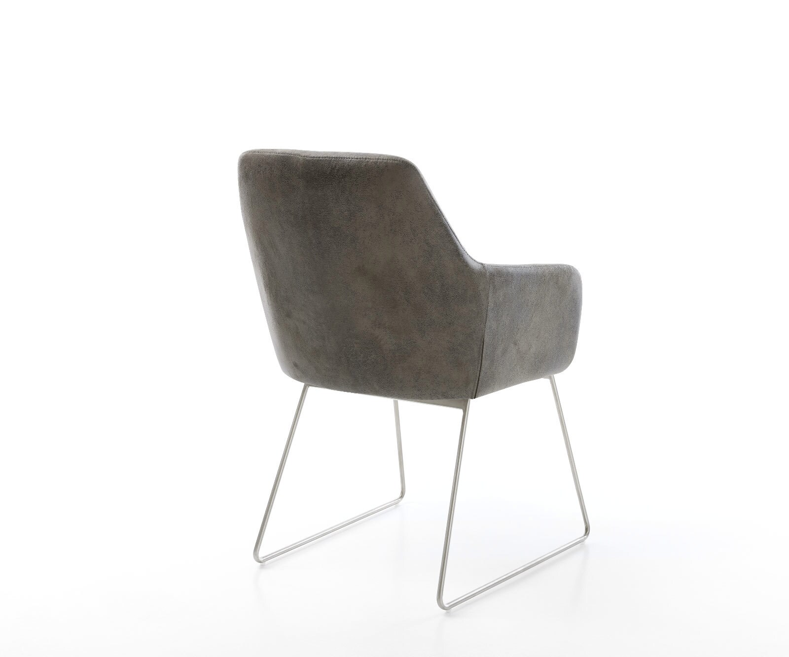 Chaise-de-salle-à-manger Pejo-Flex microvelours gris antique pied trapèze acier inoxydable brossé ressorts ensachés 4 Chaise-de-salle-à-manger Pejo-Flex microvelours gris antique pied trapèze acier inoxydable brossé ressorts ensachés 4