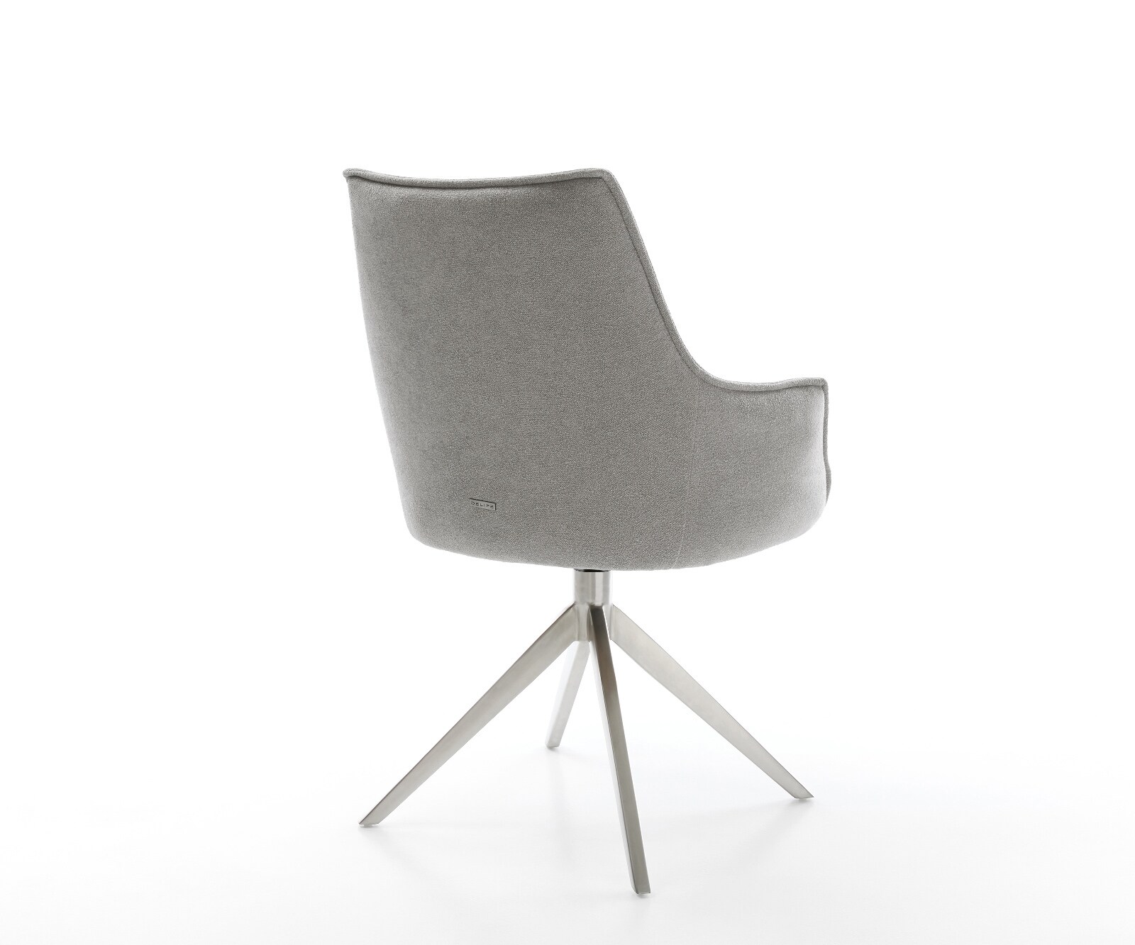 Chaise-pivotante Alja-Flex avec accoudoirs tissu structuré doux gris pied croisé large acier inoxydable pivotement sur 360° fonction bascule resorts ensachés 4