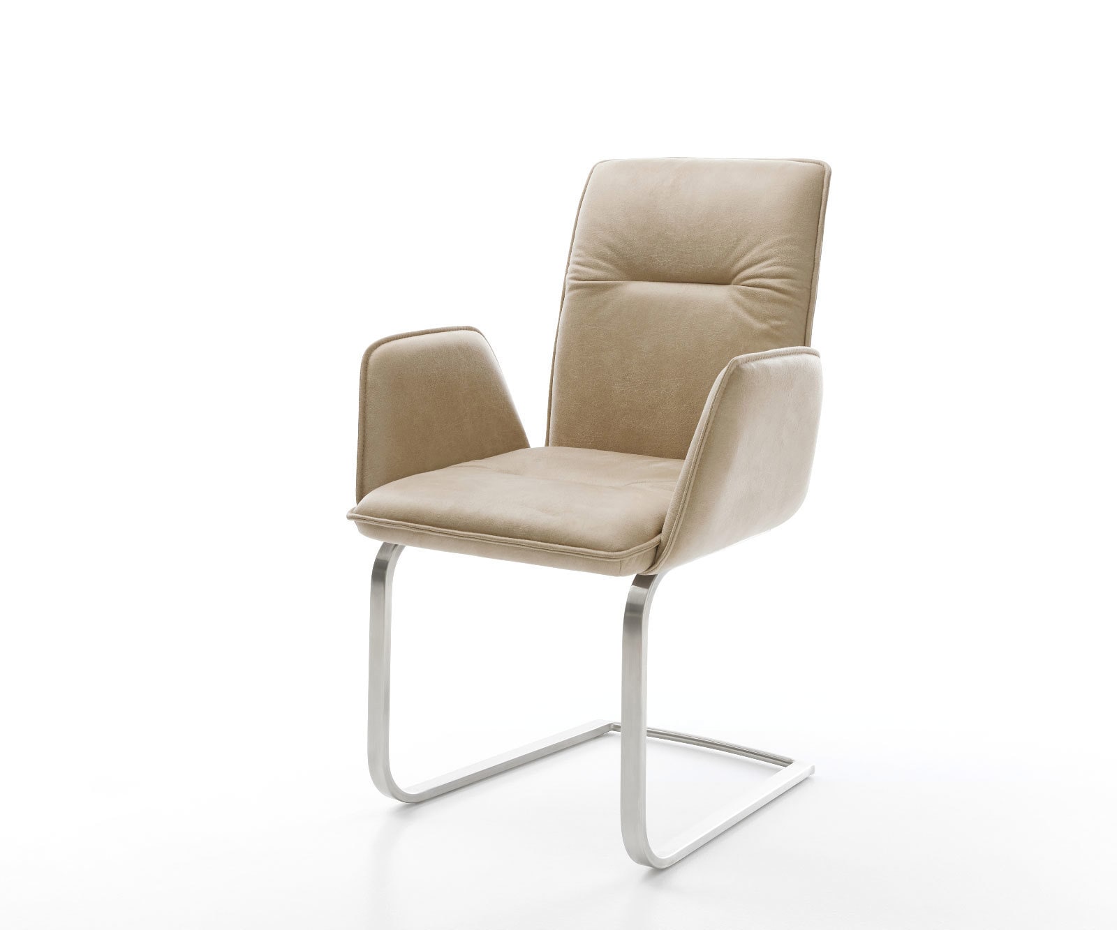 Cantilever Vinja-Flex microvelours beige vintage pied cantilever plat acier inoxydable brossé 1