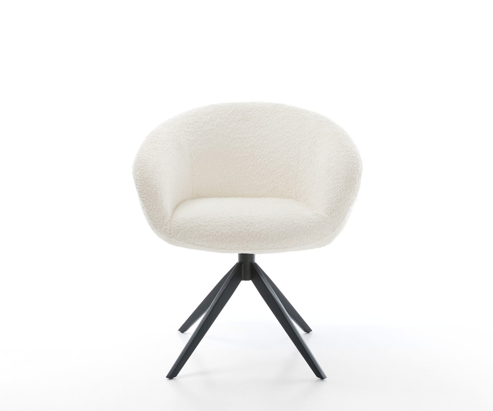 Chaise-pivotante Vinka-Flex bouclé blanc pied croisé large noir pivotement sur 360° fonction bascule ressorts ensachés 1