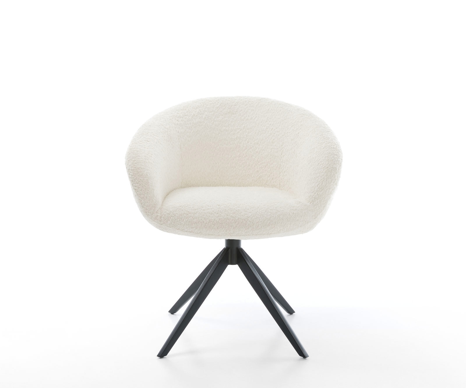 Chaise-pivotante Vinka-Flex bouclé blanc pied croisé large noir pivotement sur 360° fonction bascule ressorts ensachés 1 Chaise-pivotante Vinka-Flex bouclé blanc pied croisé large noir pivotement sur 360° fonction bascule ressorts ensachés 1