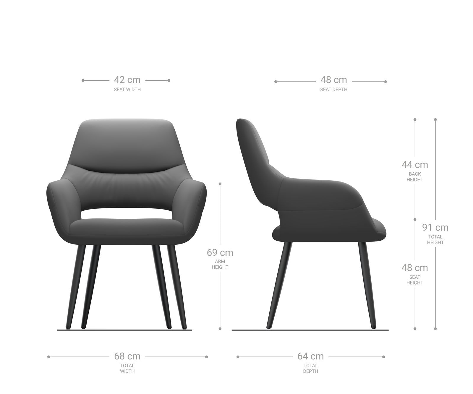 Chaise-de-salle-à-manger Yago-Flex avec accoudoirs cuir de vache noir 4 pieds coniques acier inoxydable brossé ressorts ensachés 5 Chaise-de-salle-à-manger Yago-Flex avec accoudoirs cuir de vache noir 4 pieds coniques acier inoxydable brossé ressorts ensachés 5