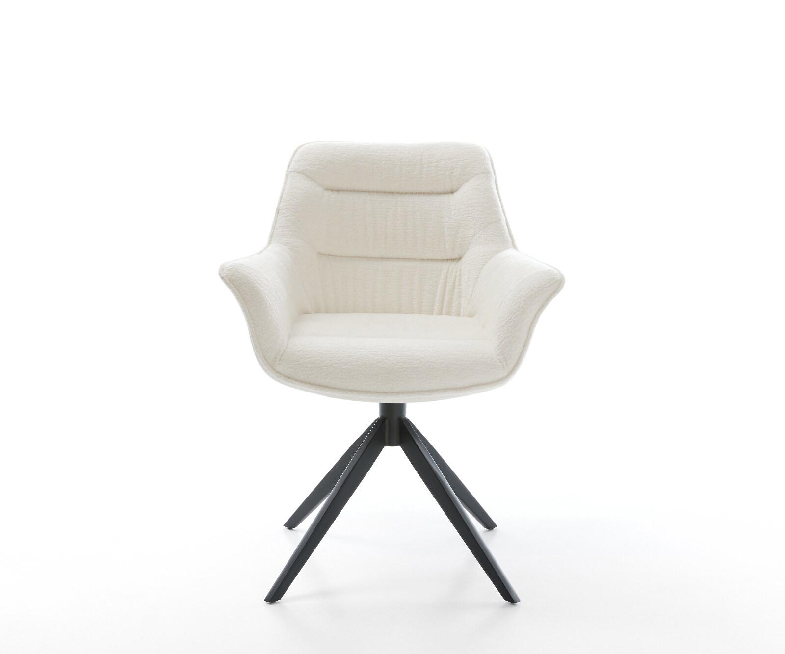 Chaise-pivotante Kaira-Flex bouclé doux beige pied croisé large noir pivotement sur 360° fonction bascule 1