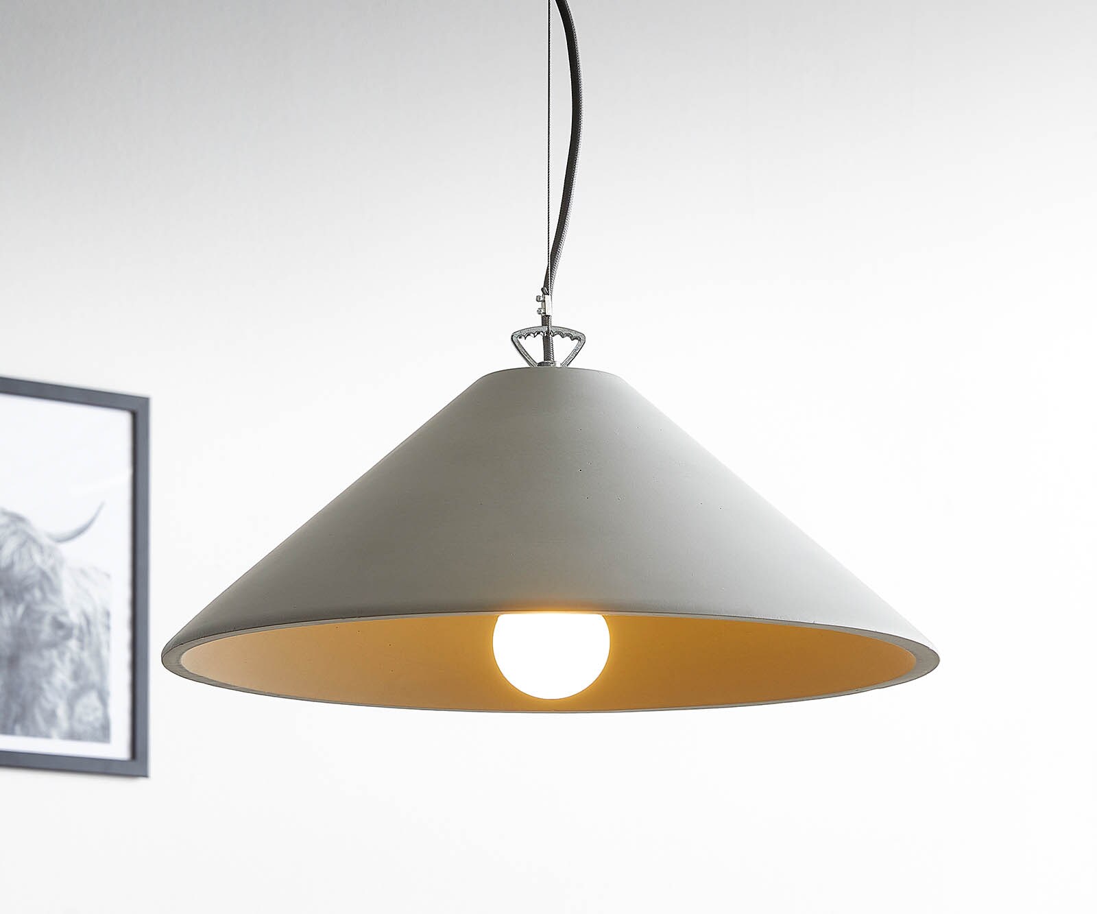 Lampe-à-suspension Fatua 40 cm béton 60 W lampe à suspension Pendentif lumineux 1