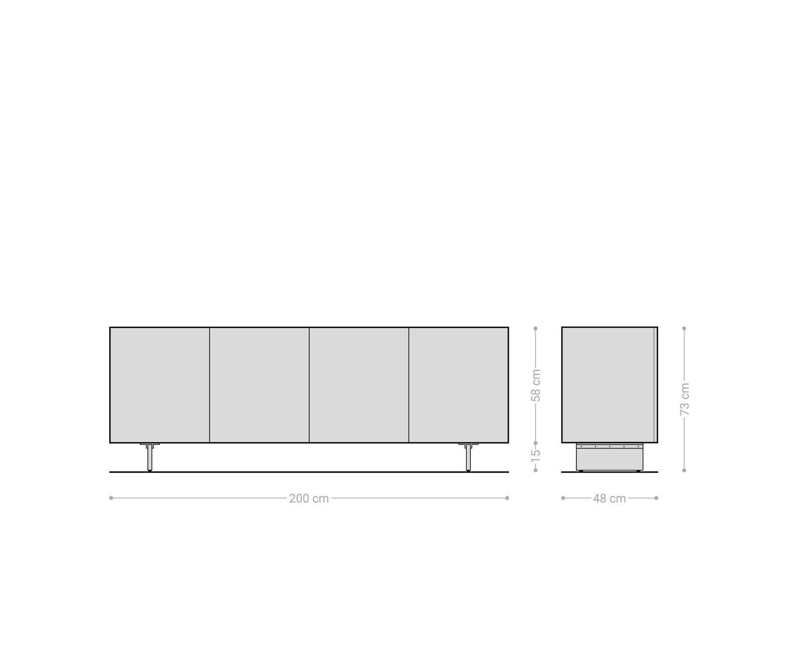 Buffet Ashara 200 cm chêne naturel effet 3D 4 portes pieds effet flottant verre acrylique 6
