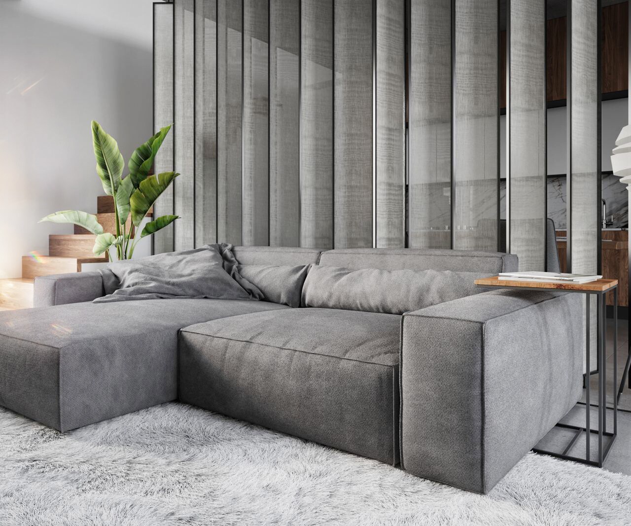 Canapé d'angle Sirpio XL 270x170 cm Microfibre Taupe Recamiere variable 4