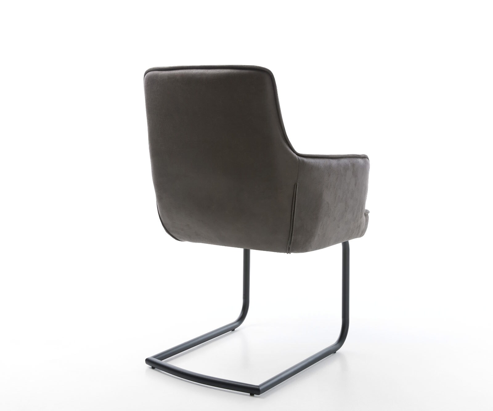 Cantilever Heira-Flex avec accoudoirs microvelours anthracite vintage pied cantilever rond noir ressorts ensachés 5