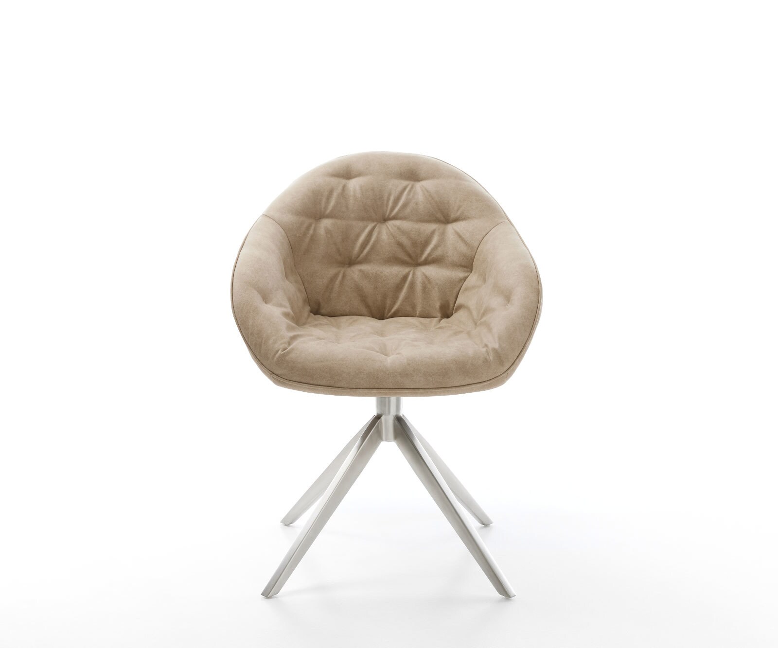 Chaise-pivotante Gaio-Flex microvelours beige vintage pied croisé large acier inoxydable brossé pivotement sur 360° fonction bascule 1
