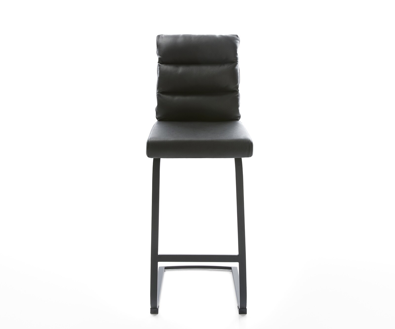 Chaise-de-bar Pela-Flex cuir véritable noir chaise cantilever métal plat 1