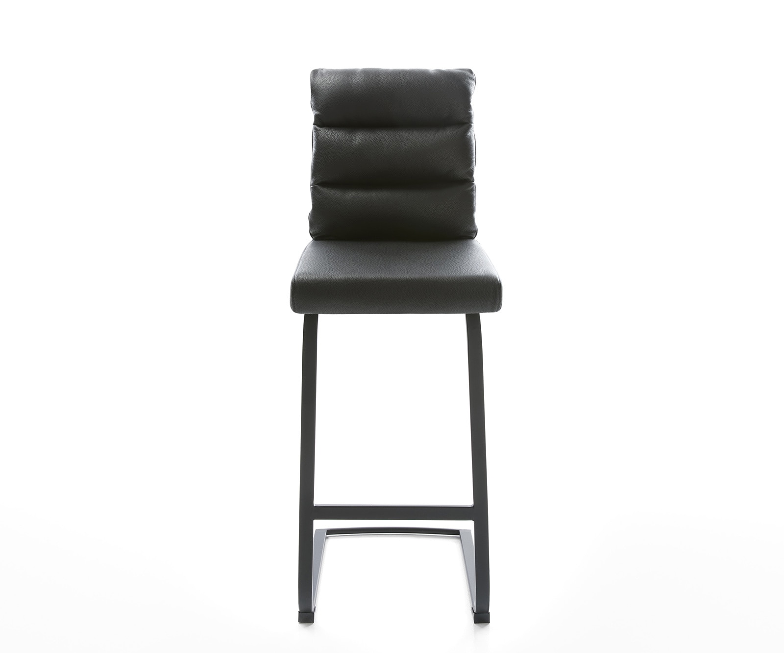 Chaise-de-bar Pela-Flex cuir véritable noir chaise cantilever métal plat 1 Chaise-de-bar Pela-Flex cuir véritable noir chaise cantilever métal plat 1