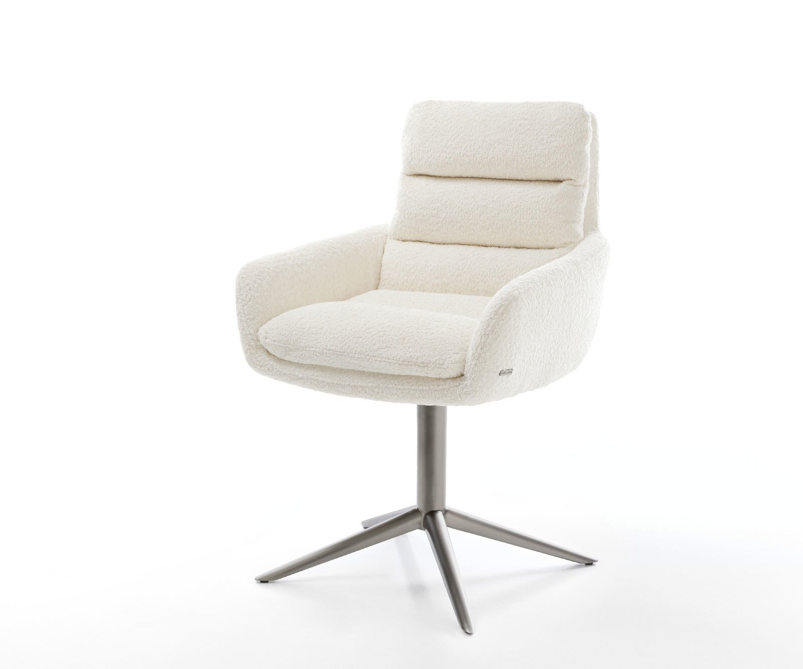 Chaise-pivotante Abelia-Flex mit Armlehnen bouclé blanc pied de chaise 4 branches grafiete pivotement sur 360° fonction bascule