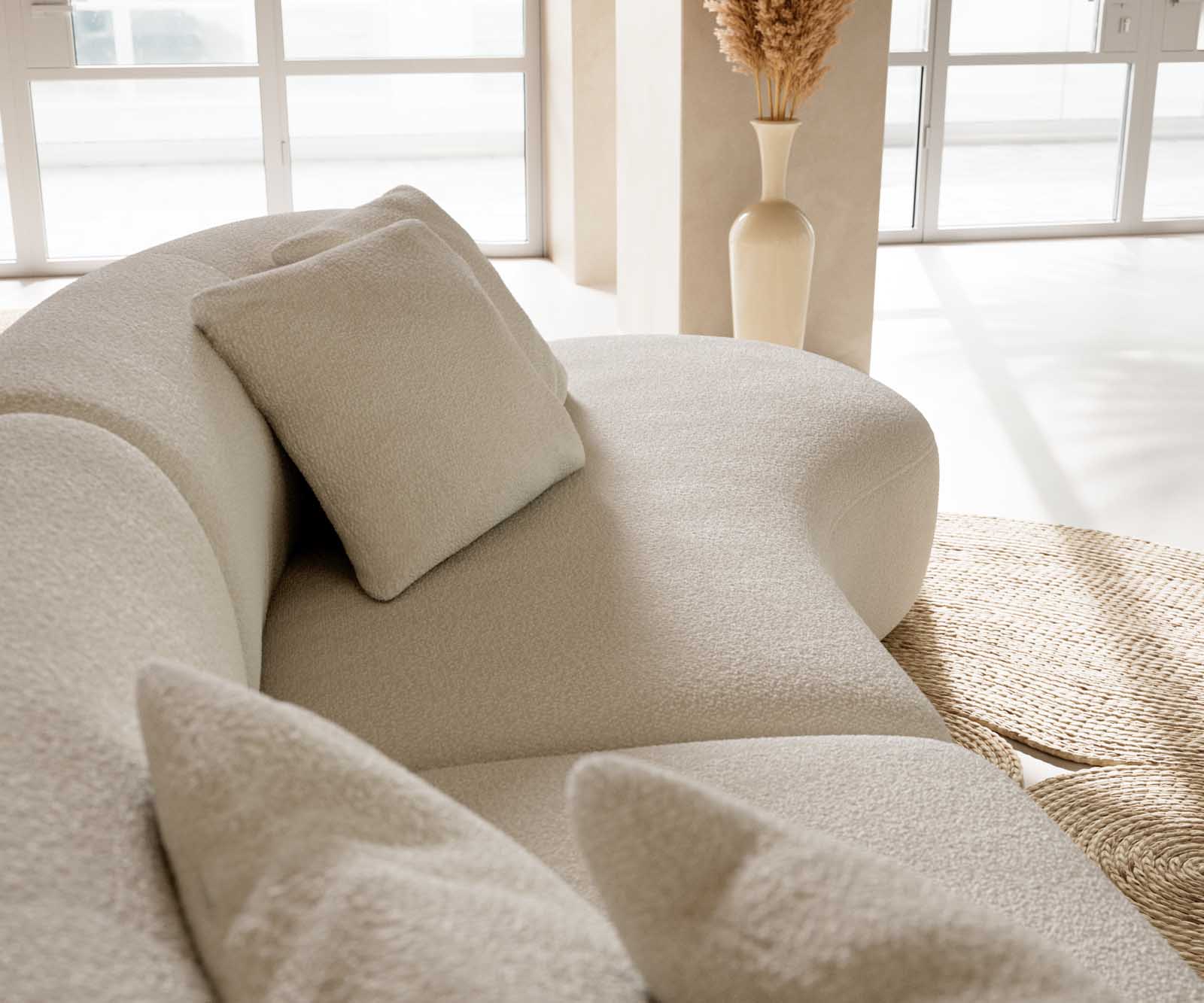 Canapé Mairi 330x160 cm Bouclé Crème-Blanc 5