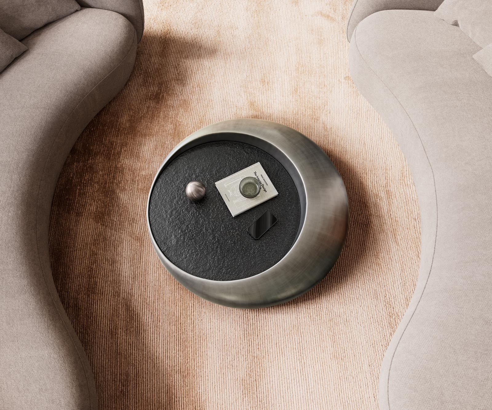 Table basse Blaise 100x100 cm argent avec verre en relief Gris 3 Table basse Blaise 100x100 cm argent avec verre en relief Gris 3