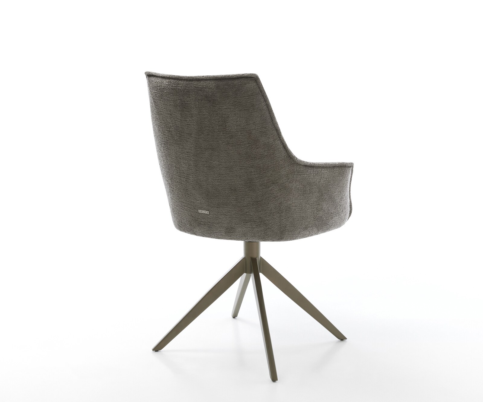 Chaise-pivotante Alja-Flex avec accoudoirs bouclé doux couleur boue pied croisé large aspect titane pivotement sur 360° fonction bascule resorts ensachés 4