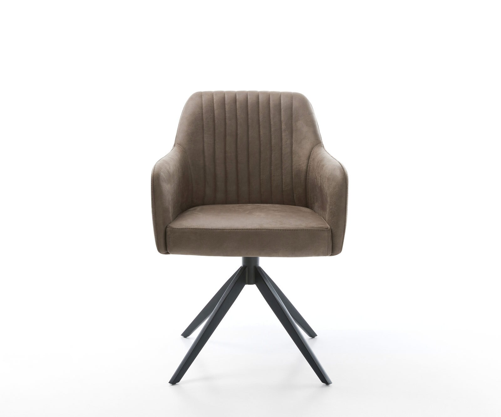 Chaise-pivotante Greg-Flex microvelours taupe vintage pied croisé large noir pivotement sur 360° fonction bascule ressorts ensachés 1