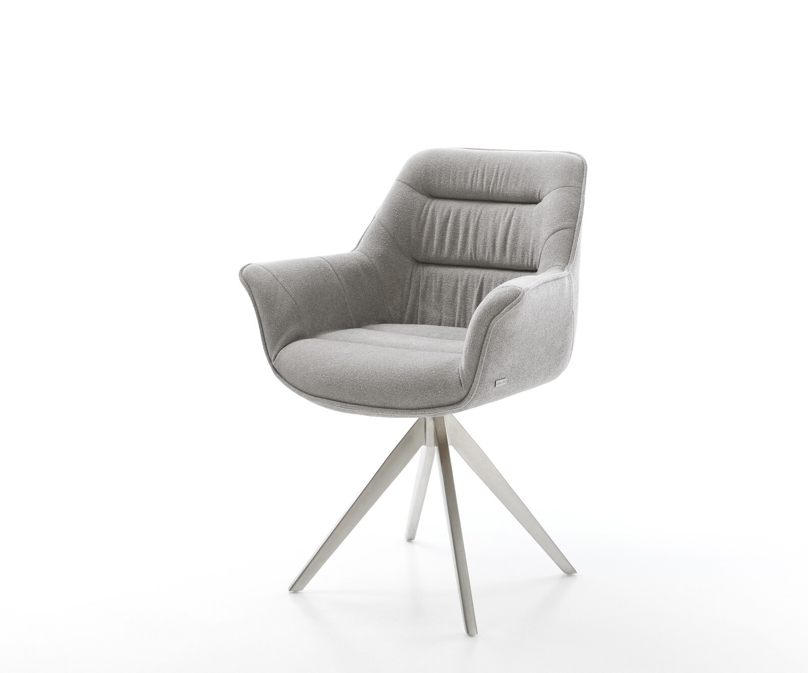 Chaise-pivotante Kaira-Flex tissu structuré doux gris pied croisé angulaire acier inoxydable pivotement sur 180° 1