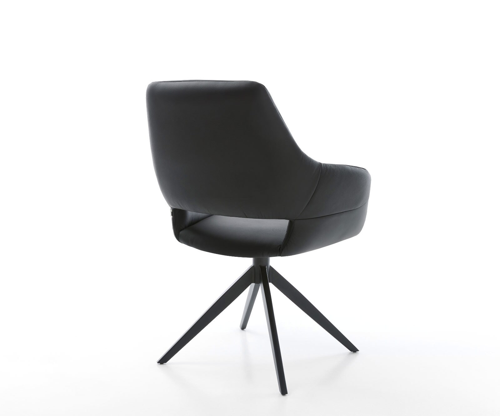 Chaise-pivotante Yago-Flex cuir de vache noir pied croisé large noir pivotement sur 360° fonction bascule ressorts ensachés 5