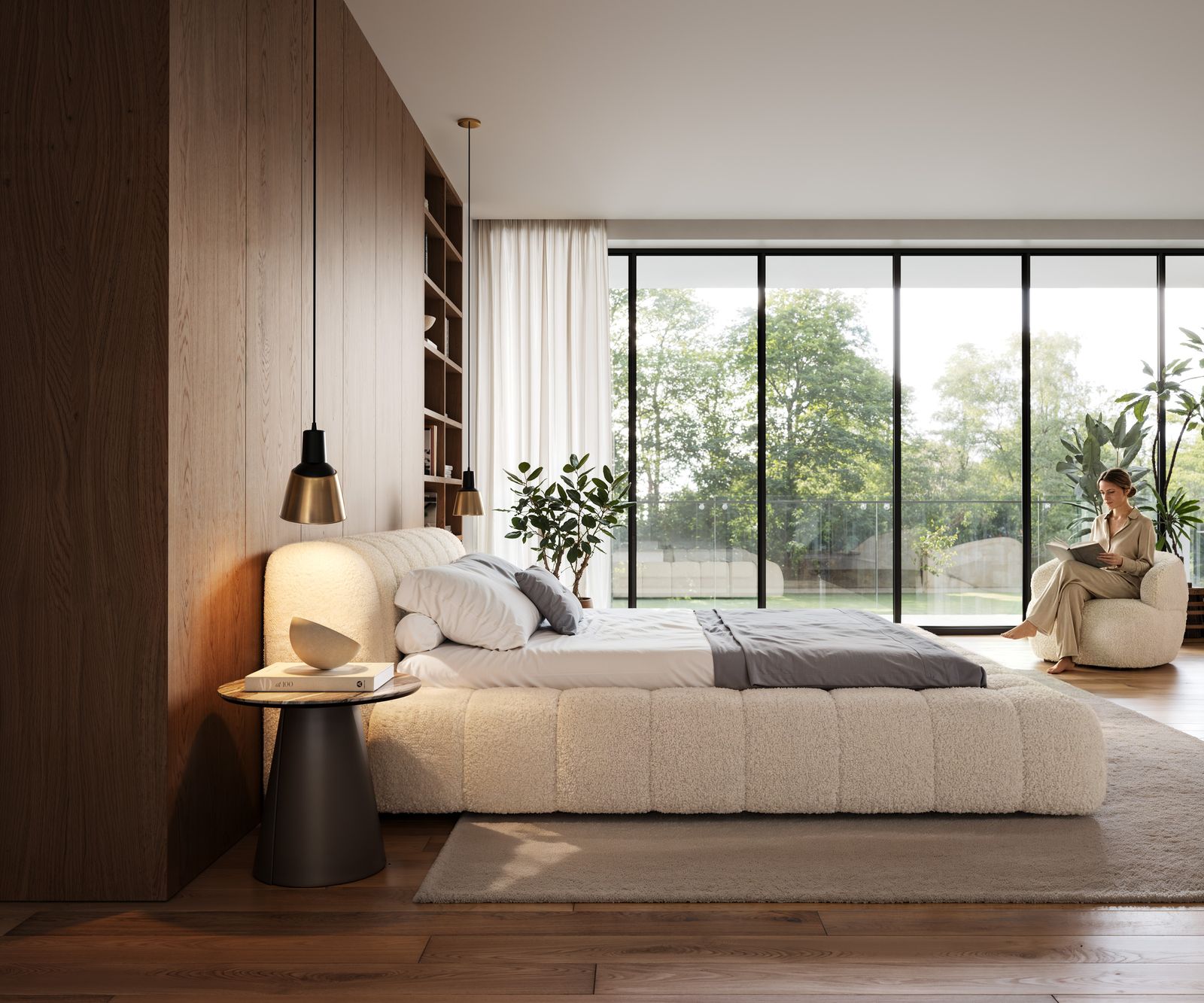 Sommier-rembourré Cutio 180x200 cm Tissu peluche beige 5