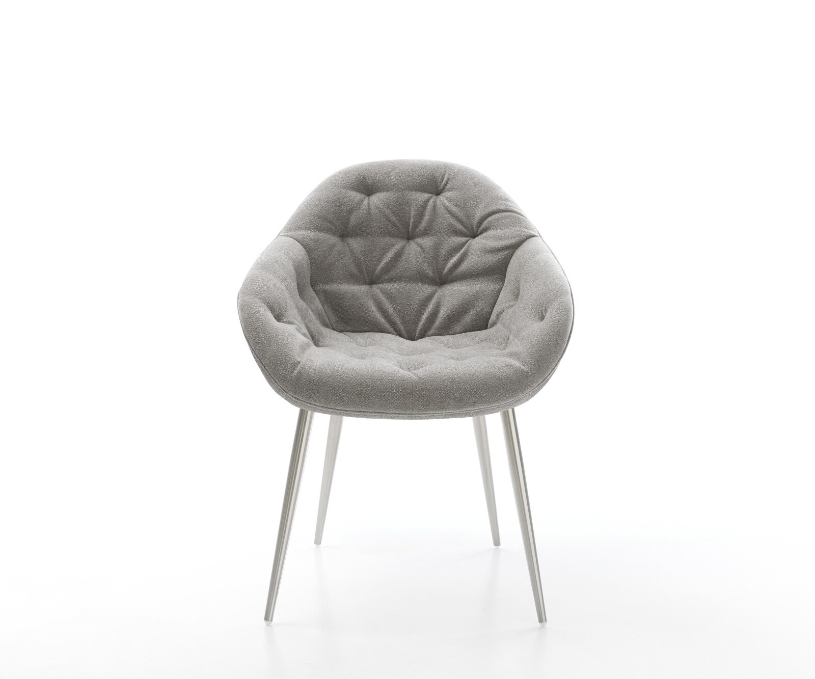 Chaise-de-salle-à-manger Gaio-Flex tissu structuré doux gris 4 pieds coniques acier inoxydable 1