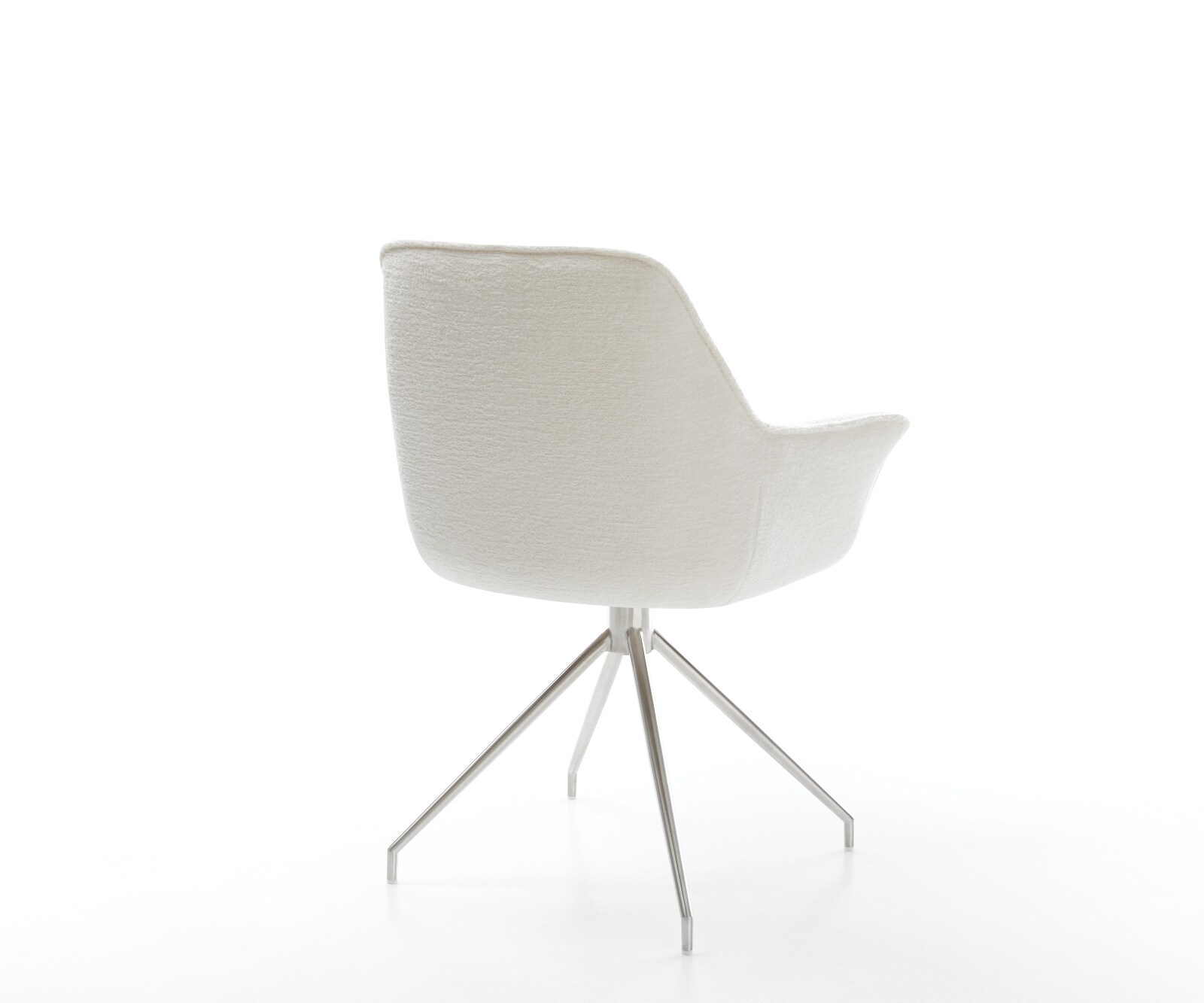 Chaise-de-salle-à-manger Kaira-Flex bouclé doux beige pied croisé conique acier inoxydable 5