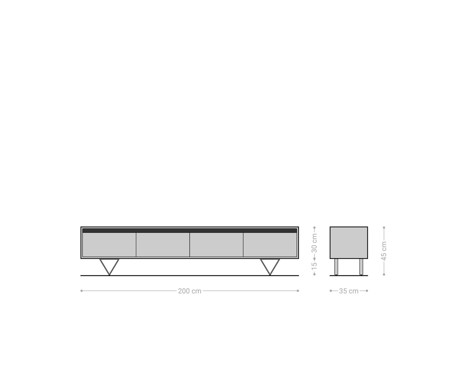 Meuble-TV Stonegrace 200 cm acacia nature 4 tiroirs 6