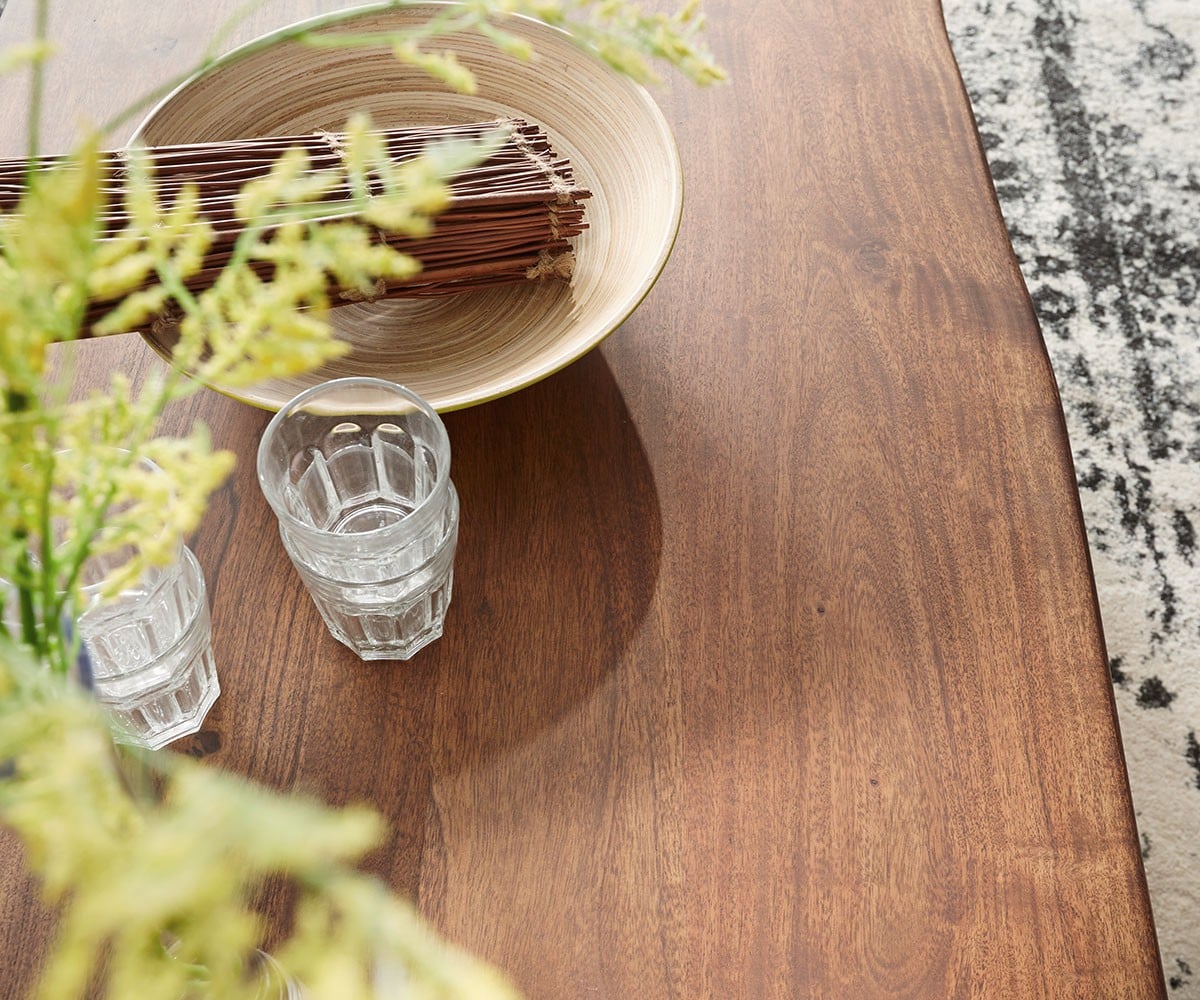 Table-basse Live-Edge 130x60 cm acacia marron tronc d'arbre 4