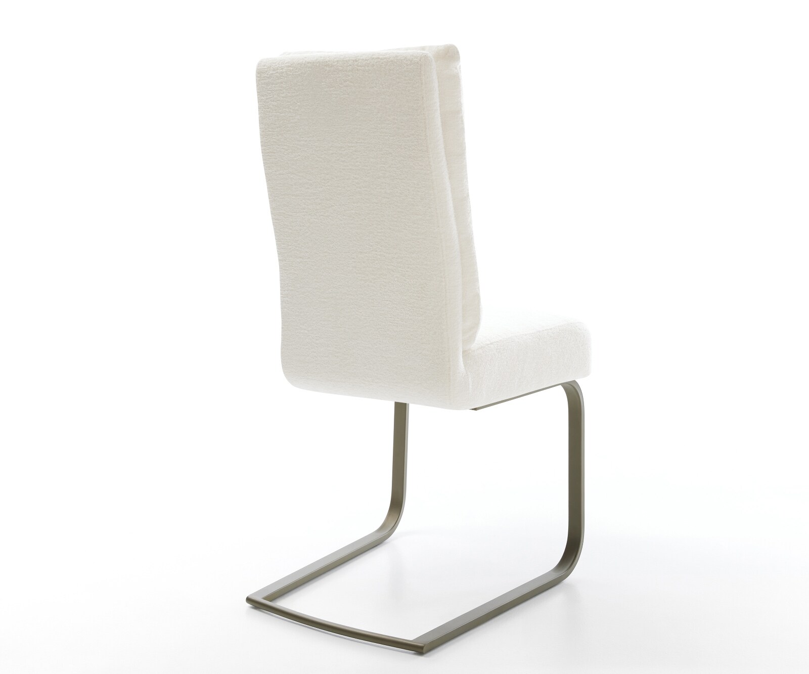 Cantilever Pela-Flex bouclé doux beige pied cantilever plat aspect titane resorts ensachés 4