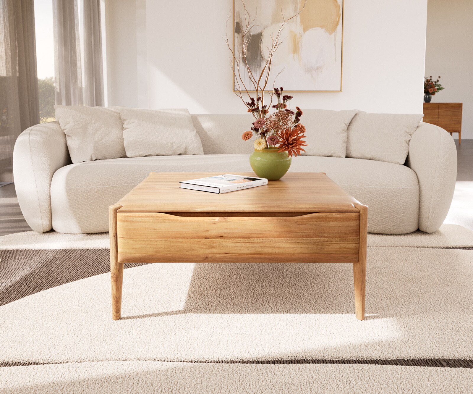 Table-basse Simcha 90x90 cm acacia naturel 1 volet 1