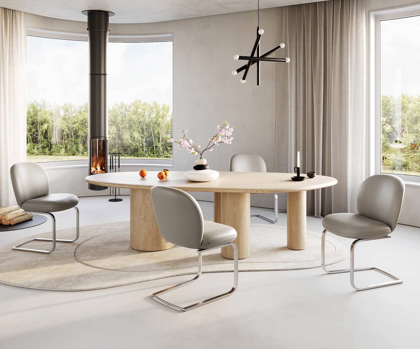 Cantilever Nube-Flex cuir de vache couleur boue pied cantilever plat acier inoxydable brossé ressorts ensachés 5