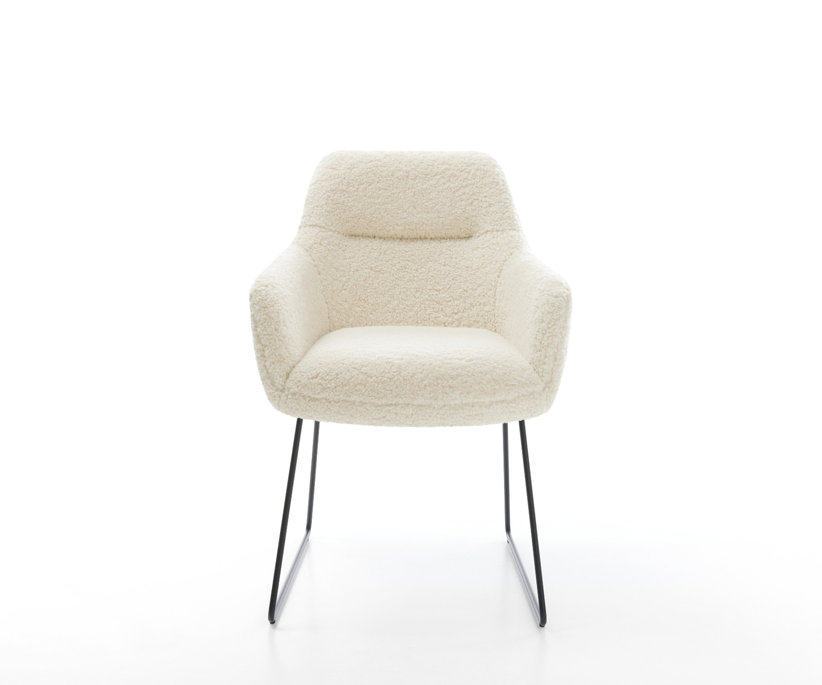 Chaise-de-salle-à-manger Pejo-Flex tissu teddy beige pied trapèze noir resorts ensachés 2