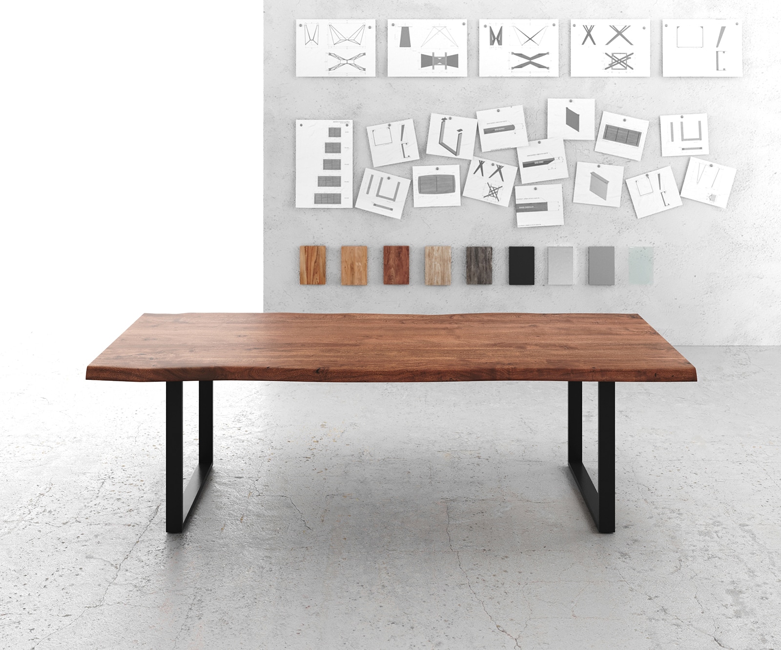 Table-à-manger Edge 260x100 XL Acacia marron métal métal Live-Edge 2