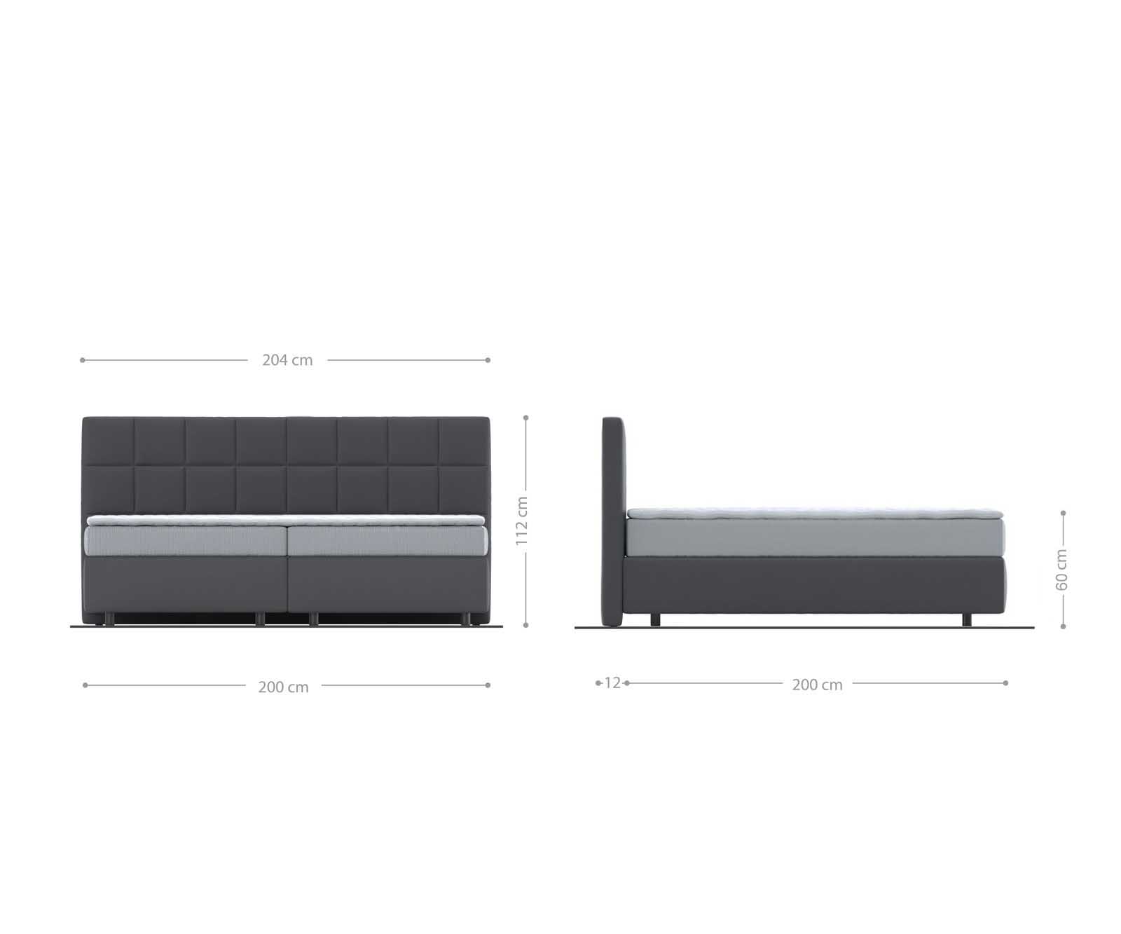 Lit à sommier tapissier Dream-Fine Microfibre anthracite vintage 200x200 cm avec matelas à ressorts ensachés et surmatelas en mousse viscoélastique 4