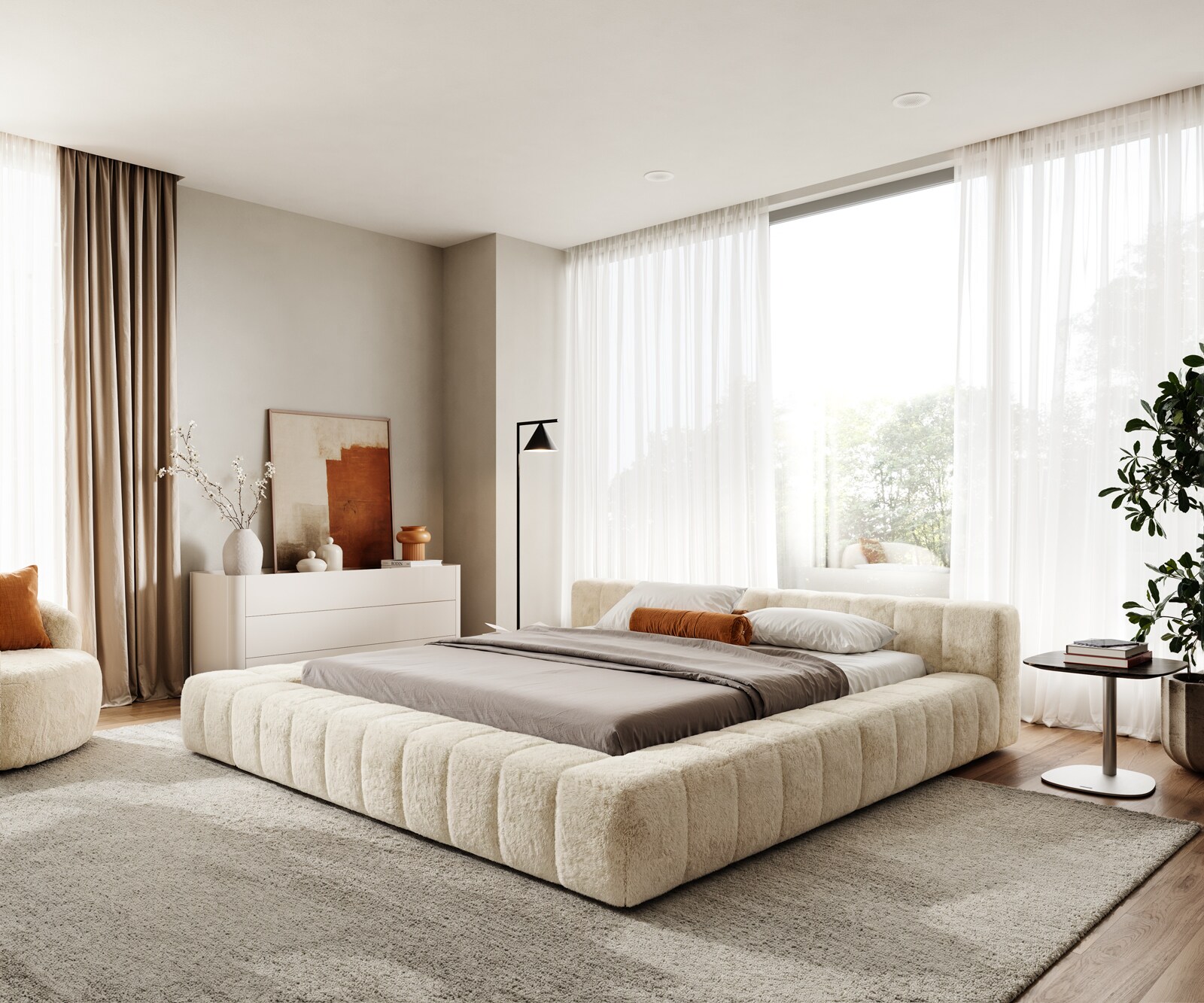 Sommier-rembourré Espazio 180x200 cm Peluche blanc crème