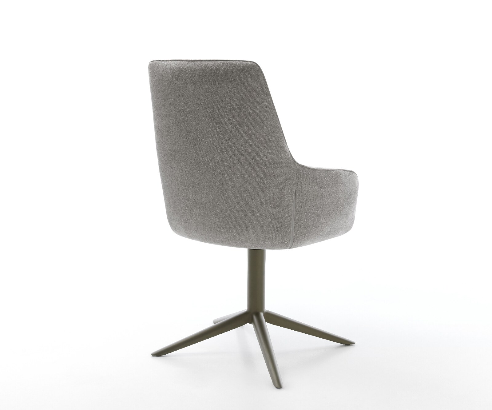 Chaise-pivotante Zelia-Flex avec accoudoirs tissu structuré doux gris pied de chaise 4 branches aspect titane pivotement sur 360° fonction bascule ressorts ensachés 4