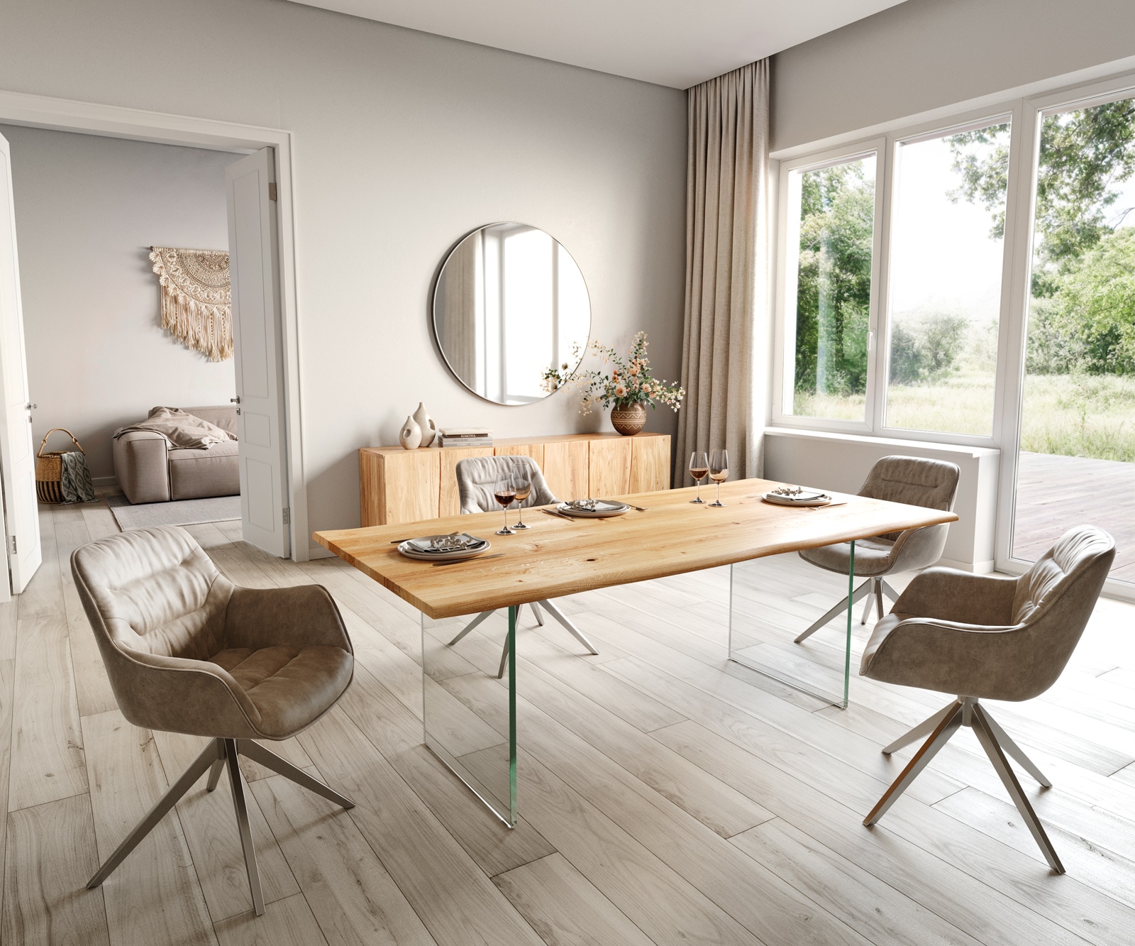 Table à manger Edge 200x100x2,5-3 chêne nature verre Live-Edge 4 Table à manger Edge 200x100x2,5-3 chêne nature verre Live-Edge 4