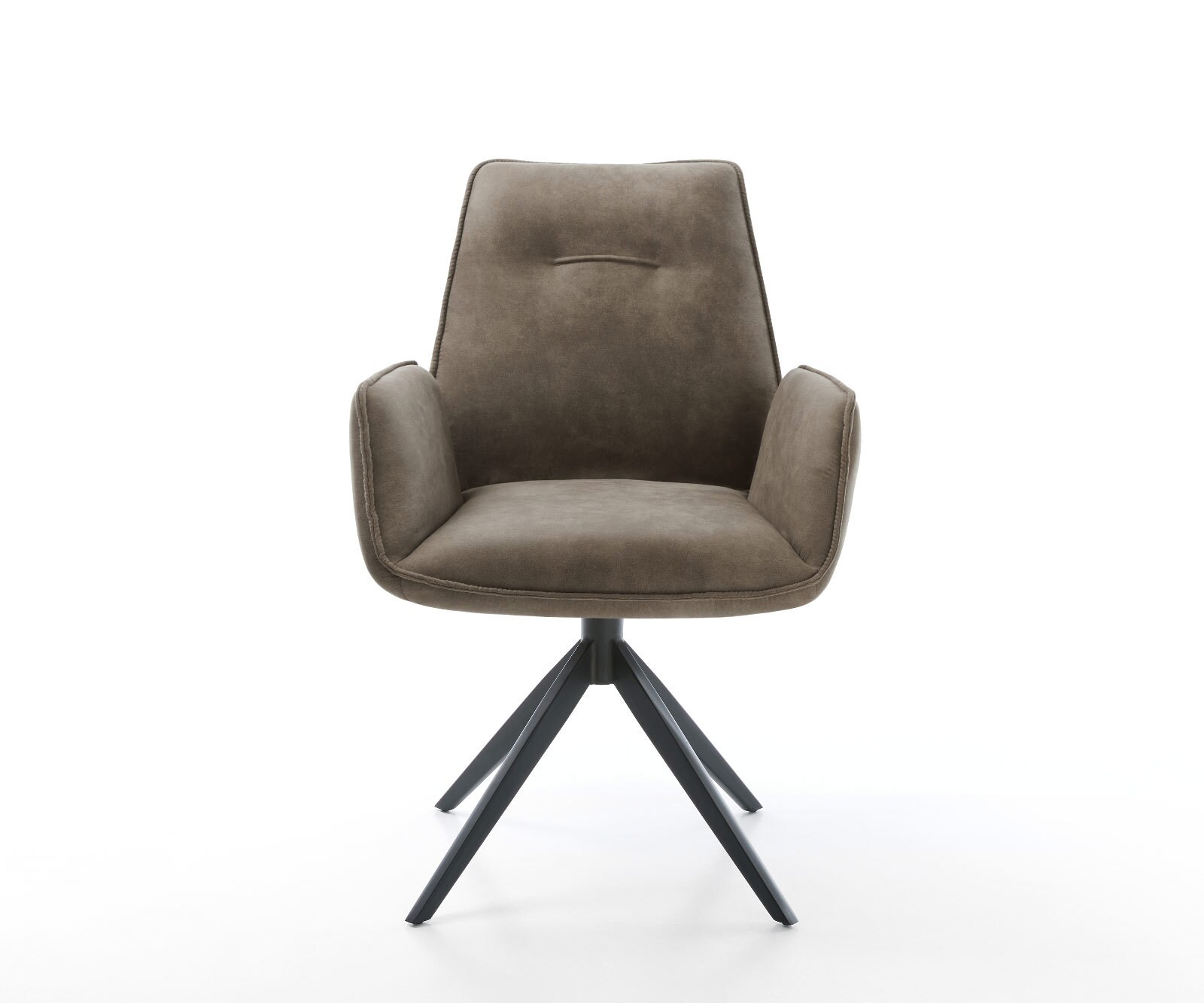 Chaise-de-salle-à-manger Zoa-Flex microvelours taupe vintage pied croisé large noir ressorts ensachés 1