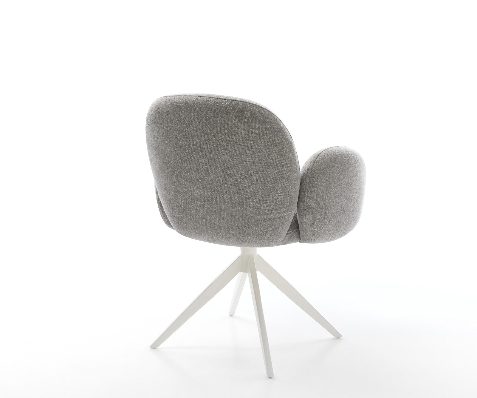 Chaise-pivotante Nube-Flex avec accoudoirs tissu structuré doux gris pied croisé large blanc pivotement sur 360° fonction bascule resorts ensachés 5