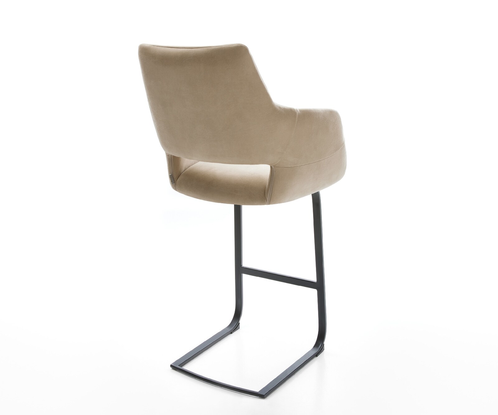 Chaise-de-bar Yago-Flex Microfibre Beige Vintage Pied cantilever plat noir Noir Ressort ensaché 4