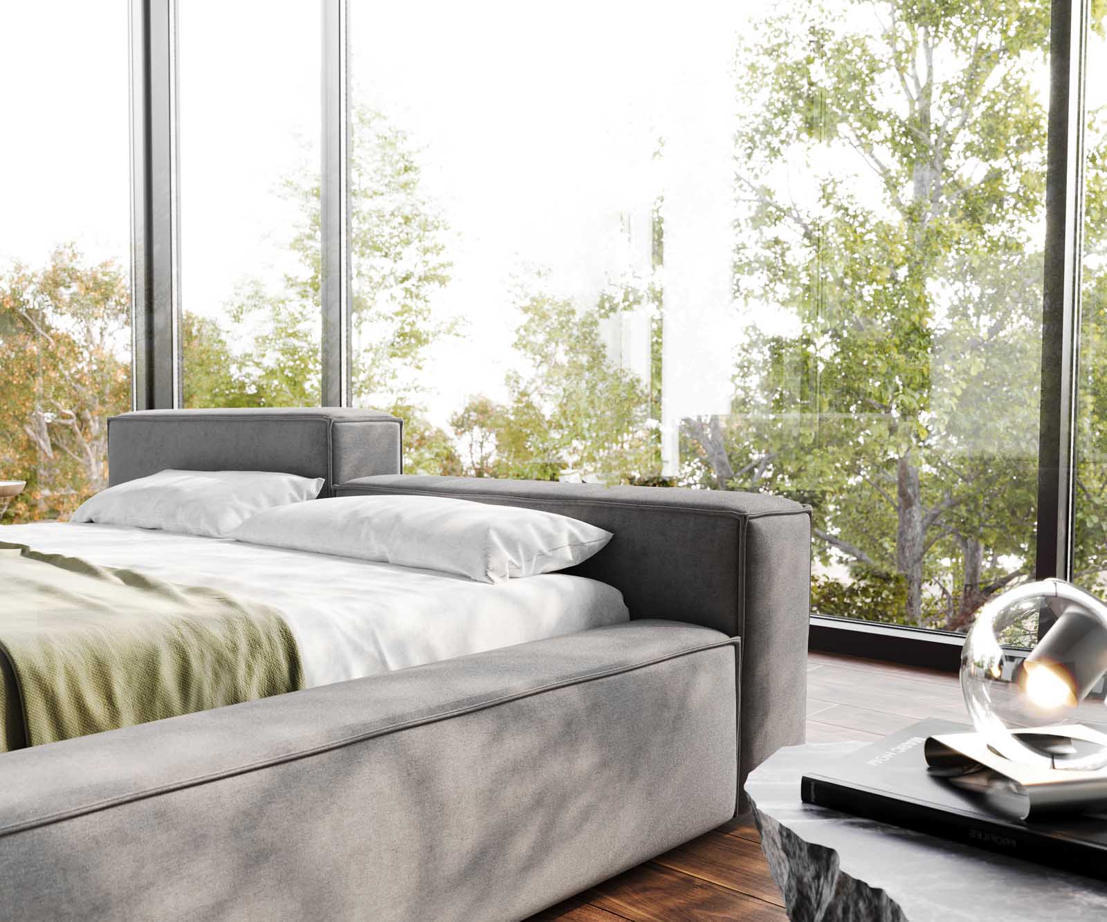 Sommier-rembourré Kalinea 180x200 cm microfibre grise 6