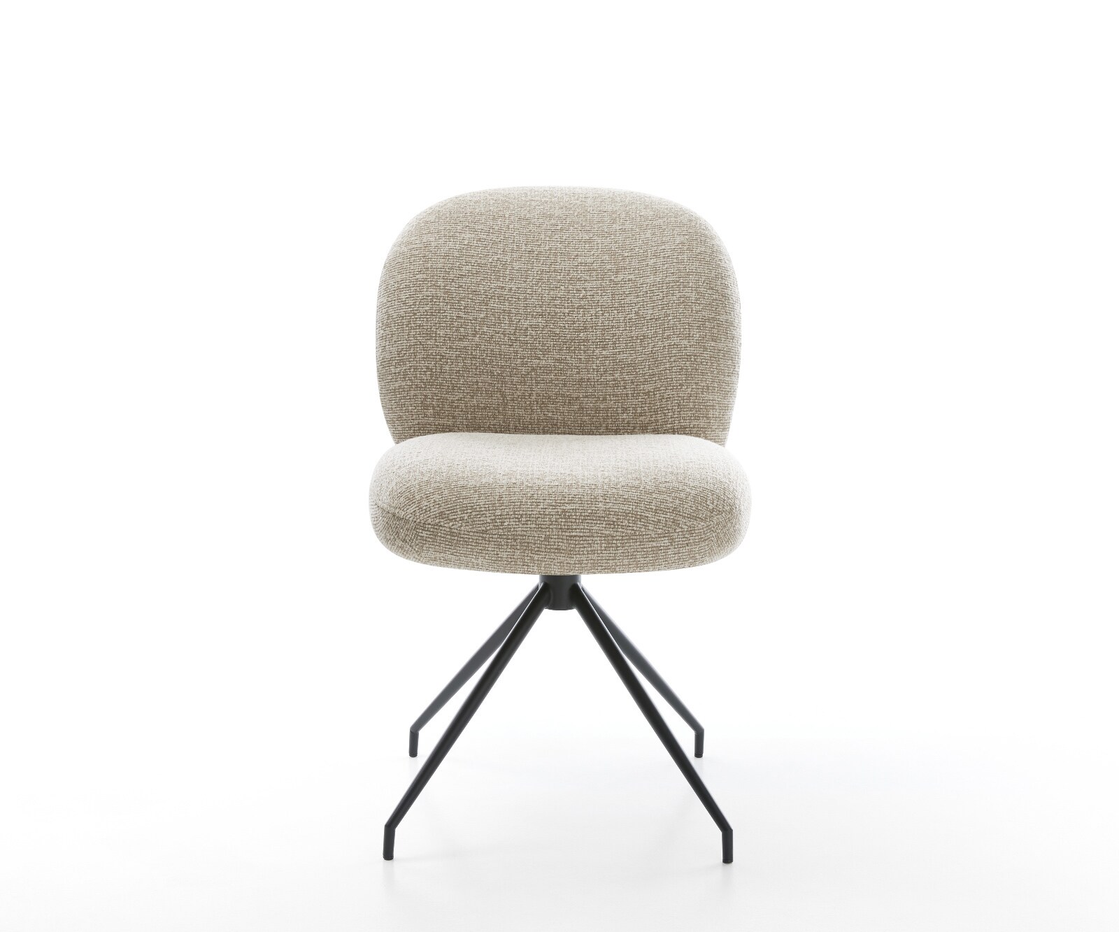 Chaise-de-salle-à-manger Nube-Flex tissu tissé doux beige pied croisé conique noir resorts ensachés 2