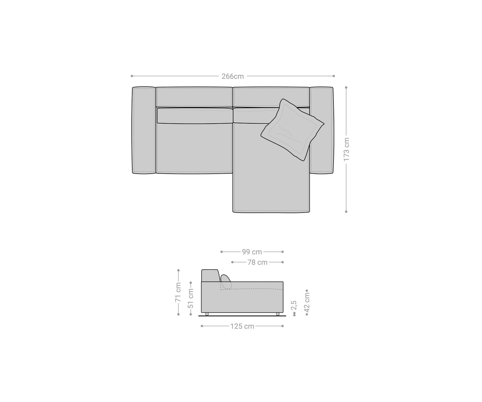 Canapé d'angle Sirpio XL 270x170 cm Cuir synthétique Vintage Anthracite Recamiere variable 6