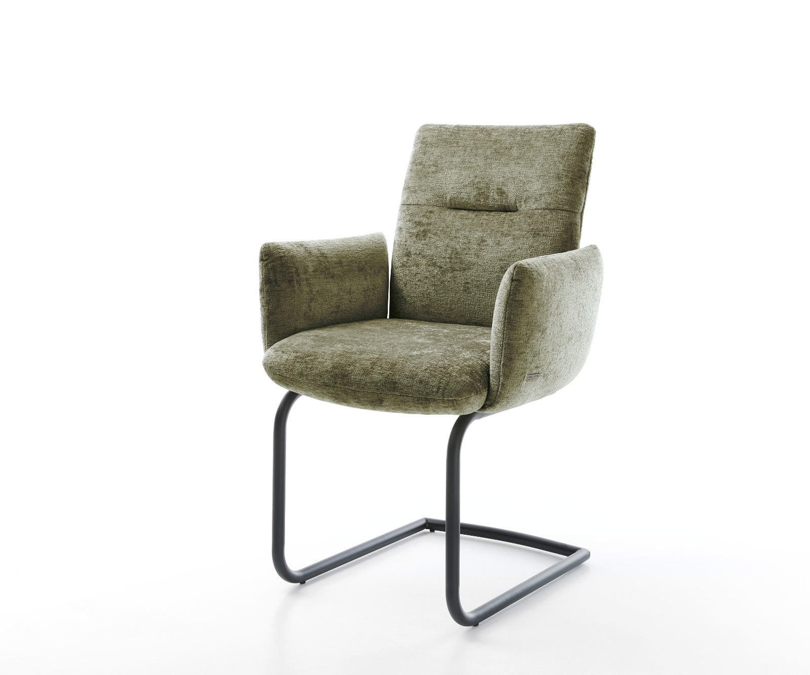 Cantilever Jova-Flex avec accoudoirs chenille olive pied cantilever rond noir ressorts ensachés 1