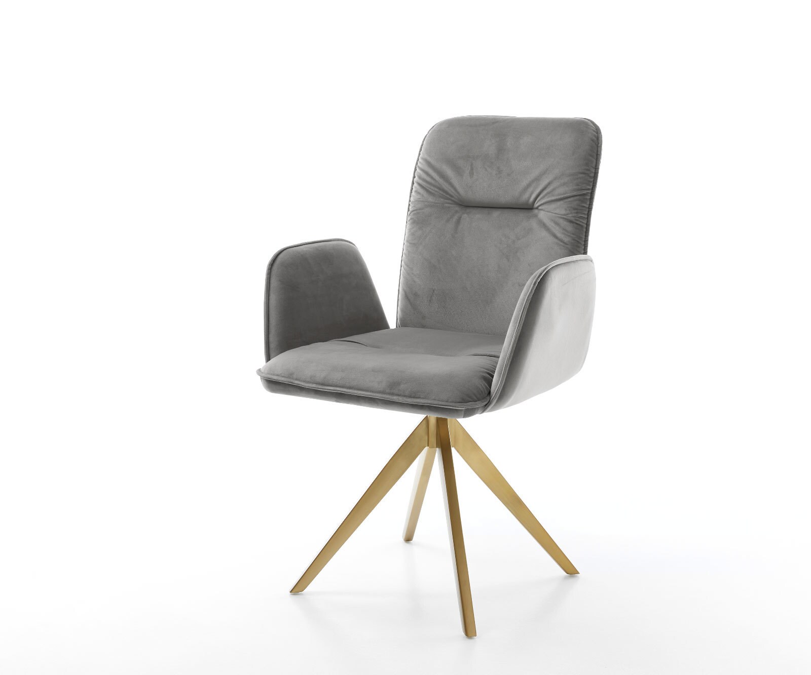 Chaise-de-salle-à-manger Vinja-Flex velours gris pied croisé angulaire or