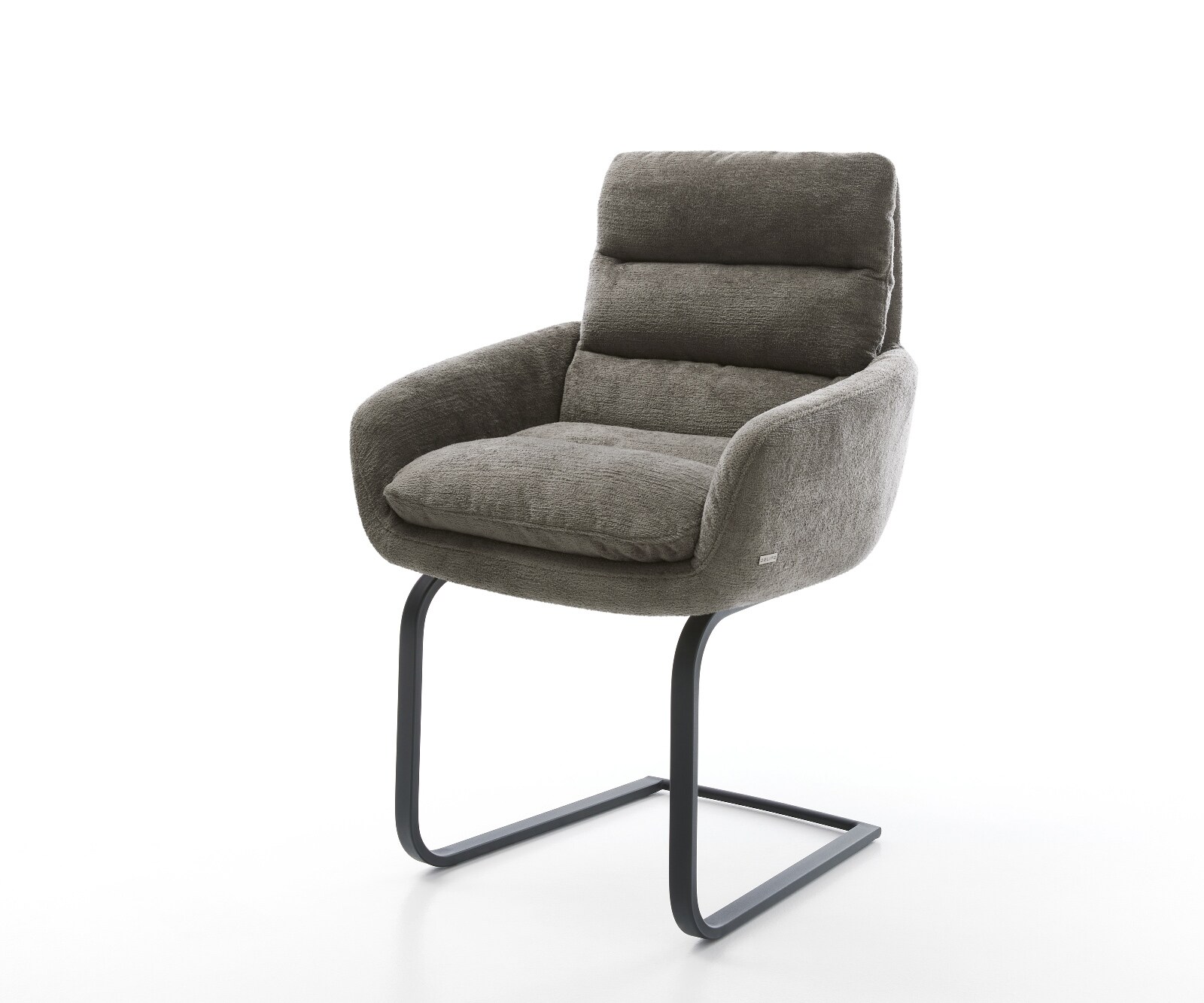 Cantilever Abelia-Flex avec accoudoirs bouclé doux couleur boue pied cantilever plat noir 1