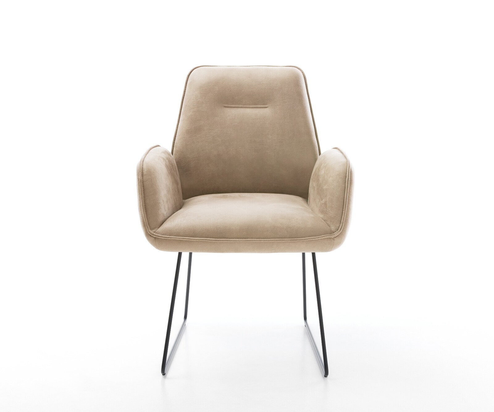Chaise-de-salle-à-manger Zoa-Flex microvelours beige vintage pied trapèze noir ressorts ensachés 1
