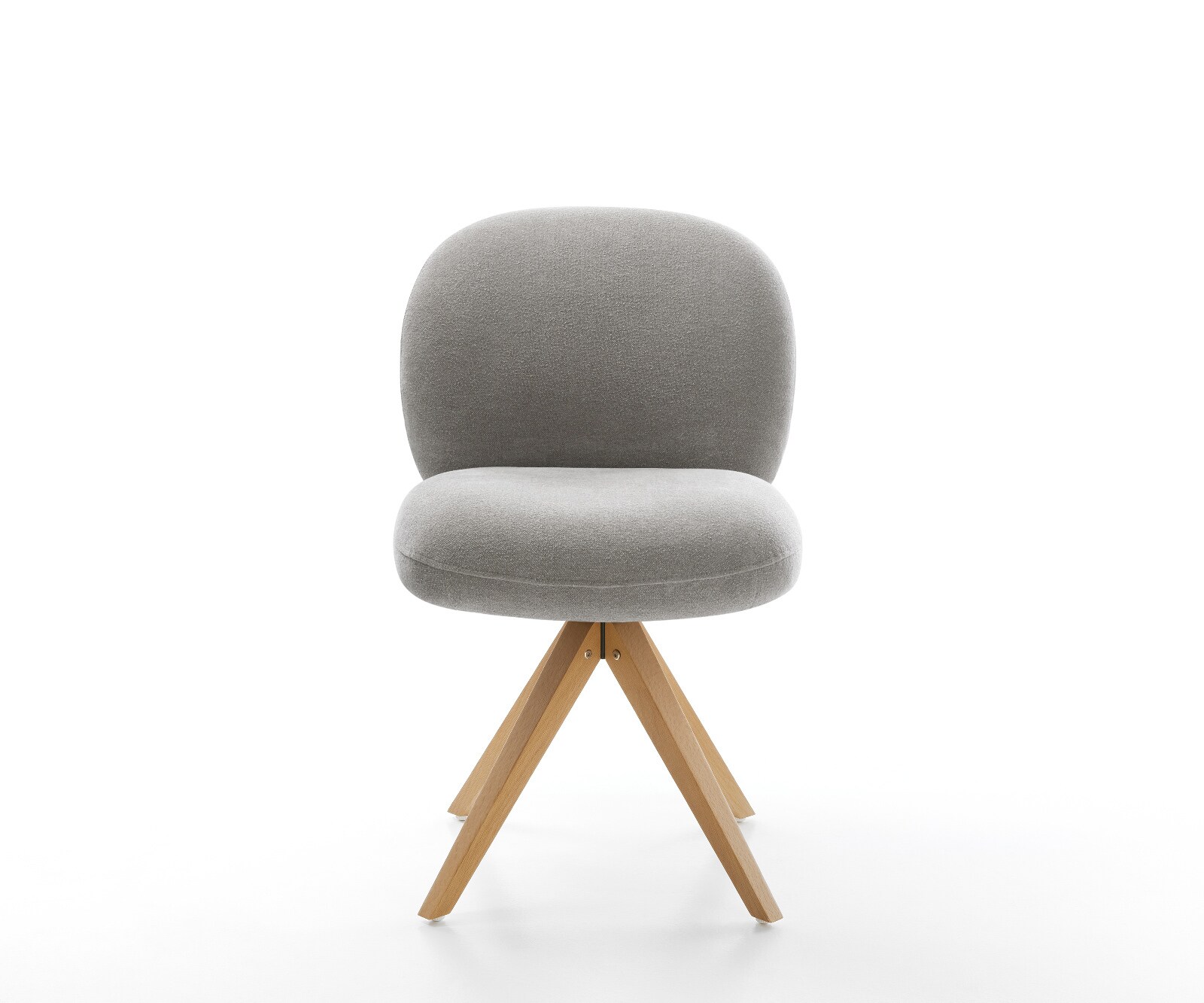 Chaise-pivotante Nube-Flex tissu structuré doux gris pied en bois angulaire naturel pivotement sur 180° resorts ensachés 2