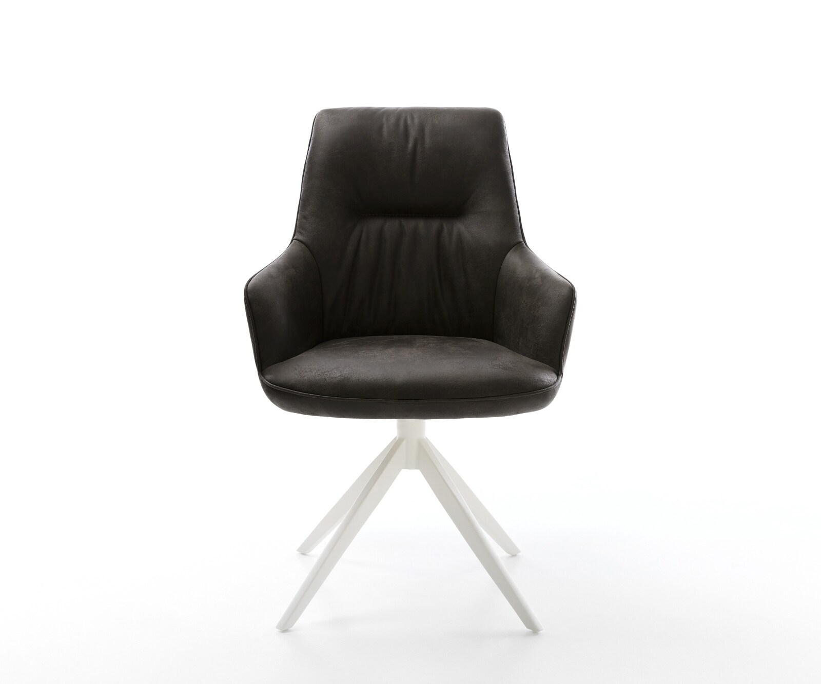 Chaise-pivotante Zelia-Flex avec accoudoirs microfibre antracite vintage pied croisé large blanc pivotement sur 360° fonction bascule ressorts ensachés 2