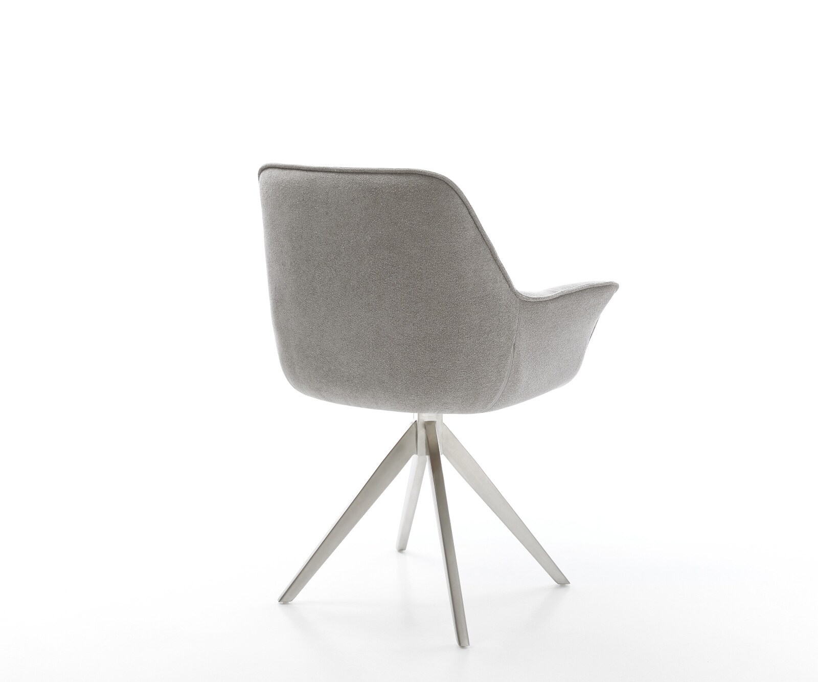 Chaise-pivotante Kaira-Flex tissu structuré doux gris pied croisé angulaire acier inoxydable pivotement sur 180° 5