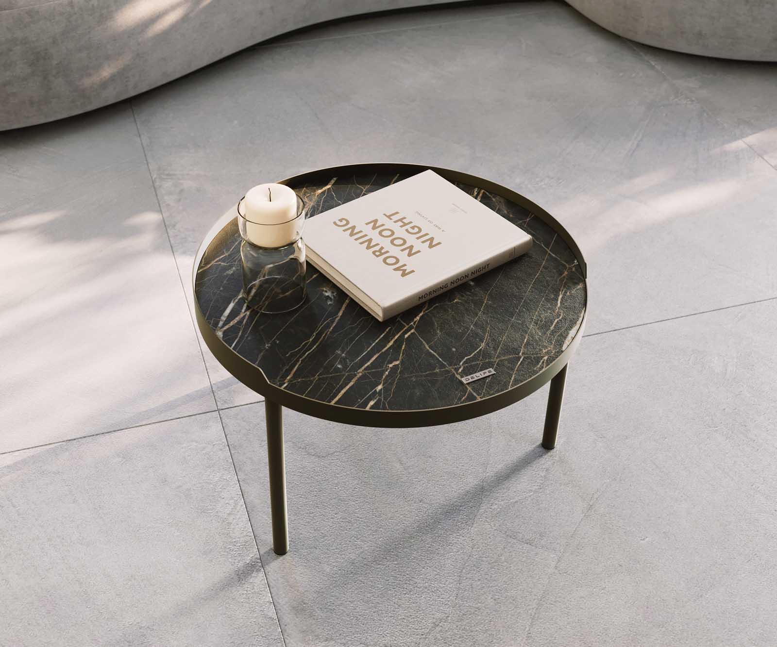 Table-basse Torell 50x50 cm Céramique Laminam®Noir Désir Marron Cadre métallique finition effet titane 5 Table-basse Torell 50x50 cm Céramique Laminam®Noir Désir Marron Cadre métallique finition effet titane 5